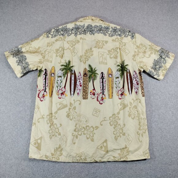 Hawaiian Togs Shirt Mens Large Yellow Maui North Shore Surfing Camp Collar - Picture 2 of 7
